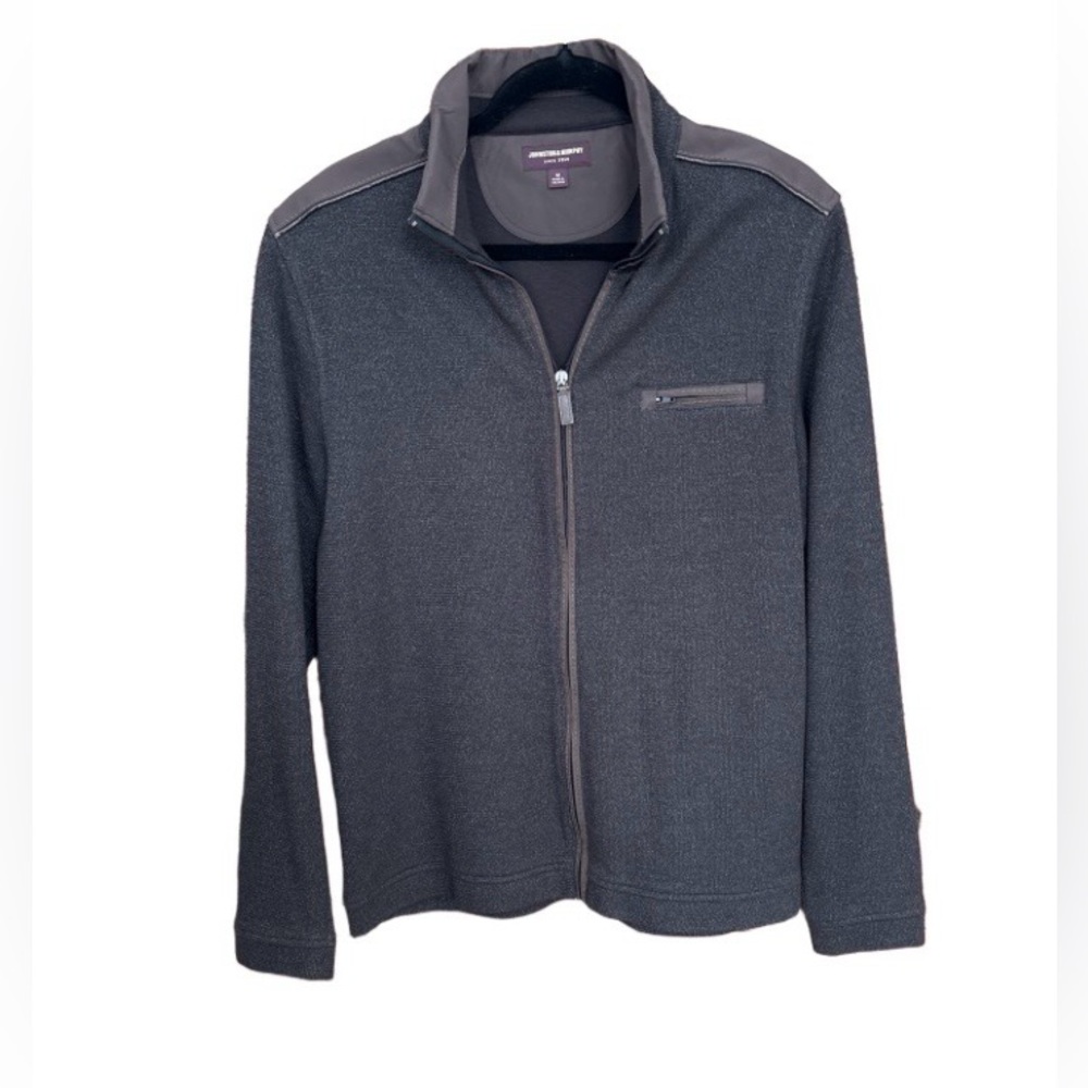 Johnston & Murphy Black Melange Knit Full Zip Shirt Jacket Size M Smart Casual